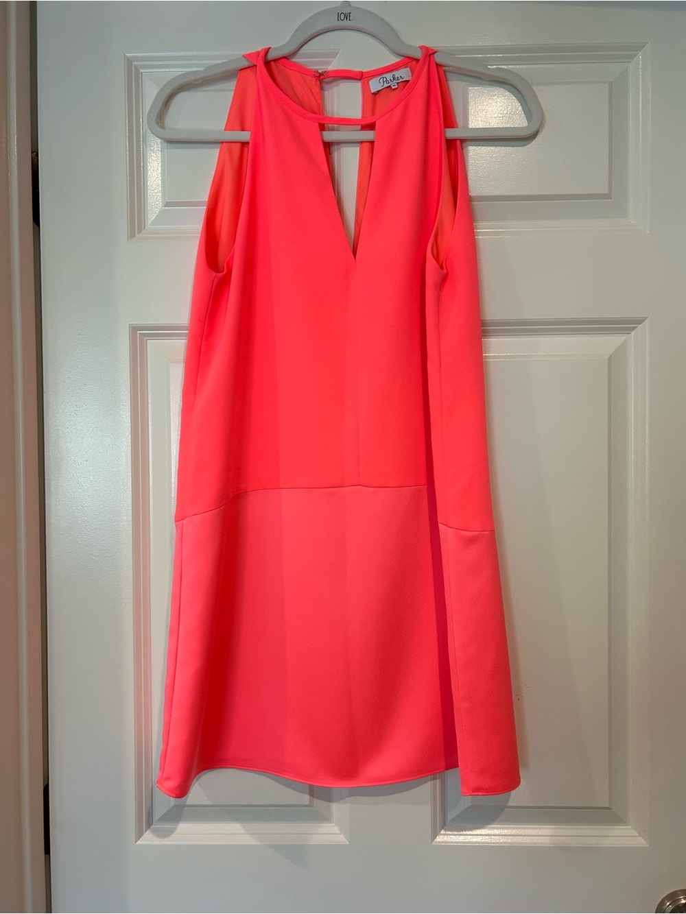 Parker Neon Coral-Pink Midi Dress